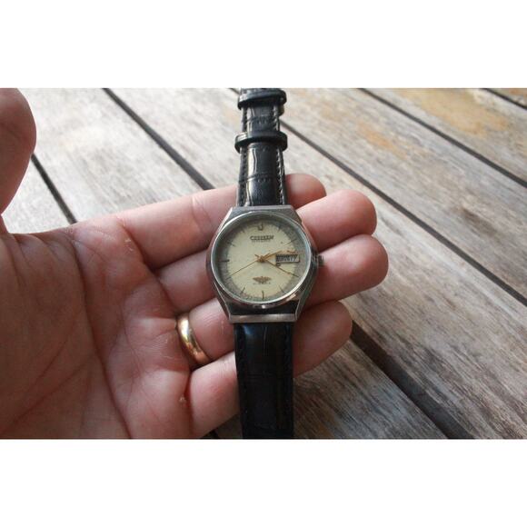 Vintage 1974 Citizen Automatic Mens Silver Watch W/daydate & Patina accents - Picture 6 of 8